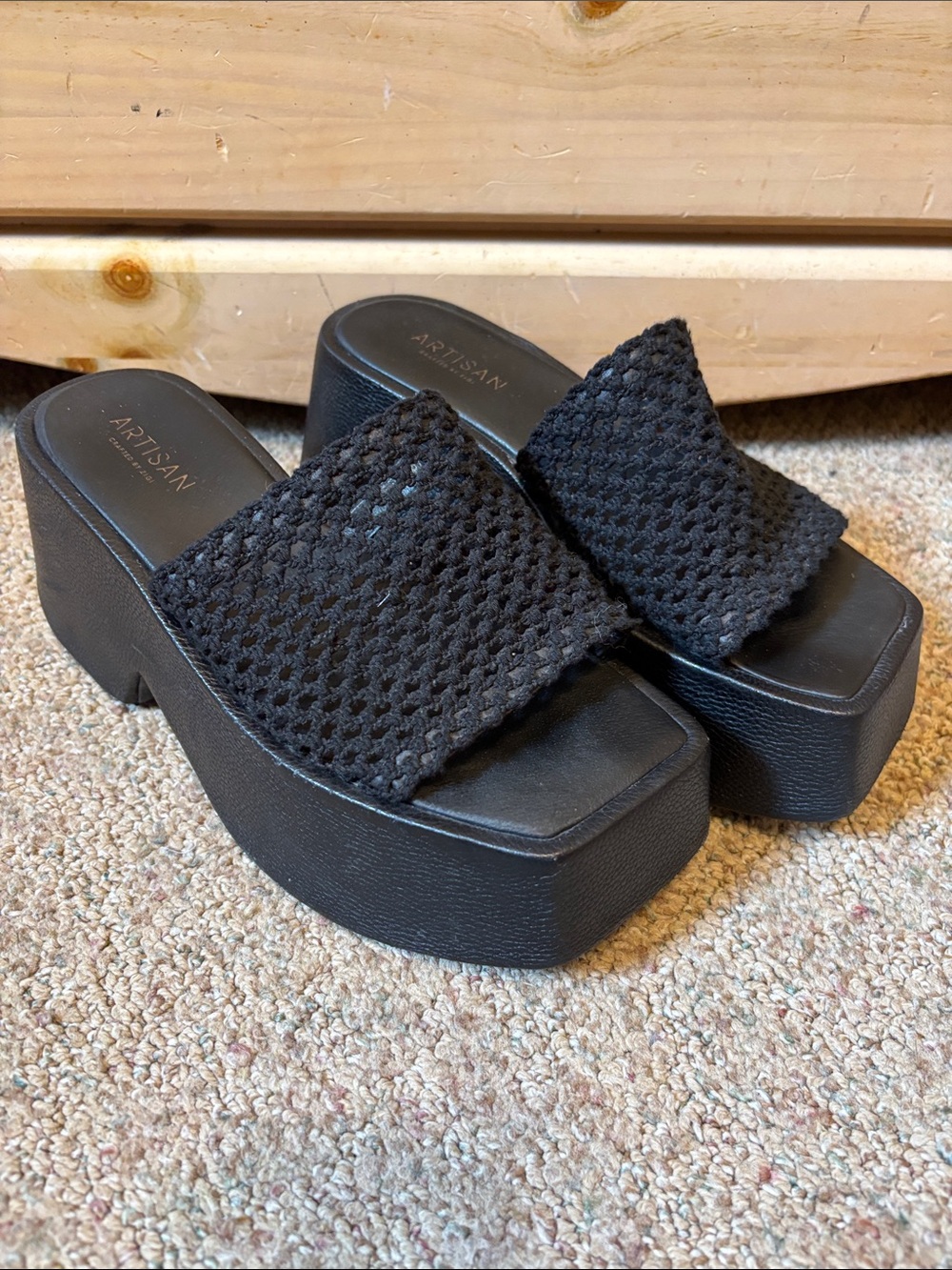 Artisan Black Woven Platform Mules